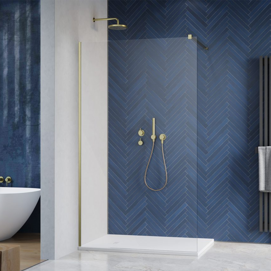 Modo Brushed Gold Wetroom Screen Bathroom Store Ireland